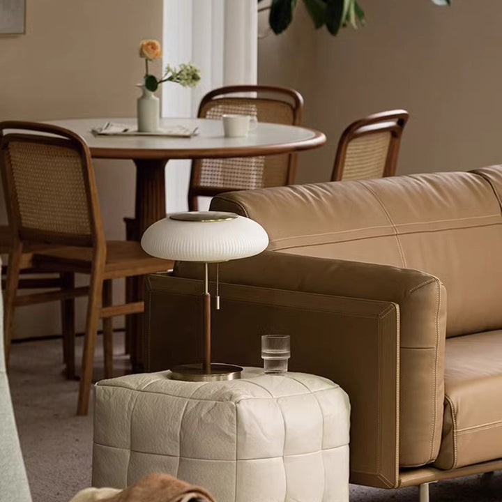 Lampe de Table LED en Verre Métal Rond de Luxe Traditionnel pour Chambre 