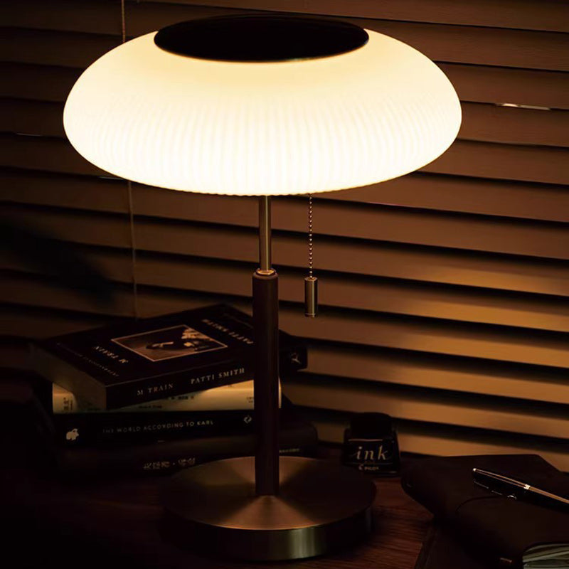 Lampe de Table LED en Verre Métal Rond de Luxe Traditionnel pour Chambre 
