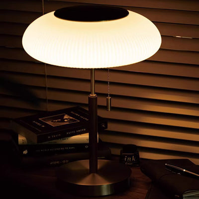 Traditional Luxury Round Metal Glass LED Table Lamp For Bedroom