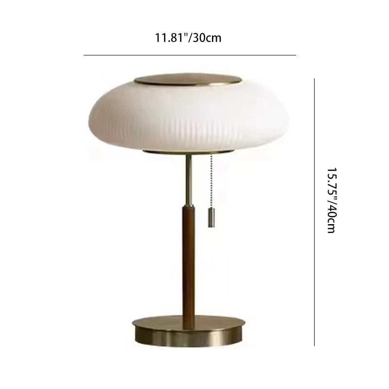 Lampe de Table LED en Verre Métal Rond de Luxe Traditionnel pour Chambre 