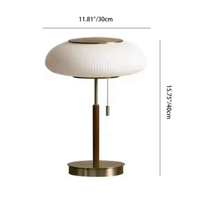 Traditional Luxury Round Metal Glass LED Table Lamp For Bedroom