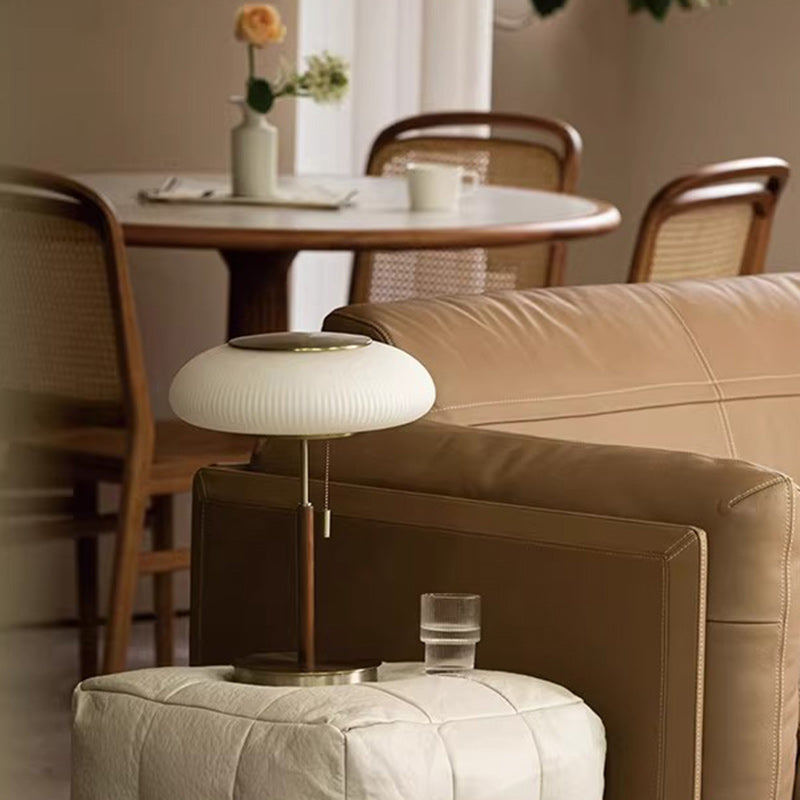 Lampe de Table LED en Verre Métal Rond de Luxe Traditionnel pour Chambre 