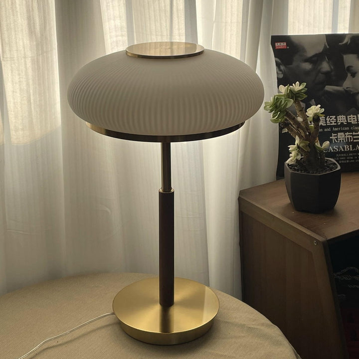 Lampe de Table LED en Verre Métal Rond de Luxe Traditionnel pour Chambre 