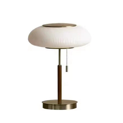 Traditional Luxury Round Metal Glass LED Table Lamp For Bedroom