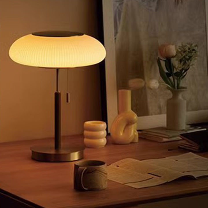Lampe de Table LED en Verre Métal Rond de Luxe Traditionnel pour Chambre 