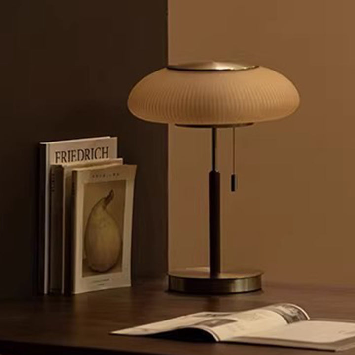 Lampe de Table LED en Verre Métal Rond de Luxe Traditionnel pour Chambre 