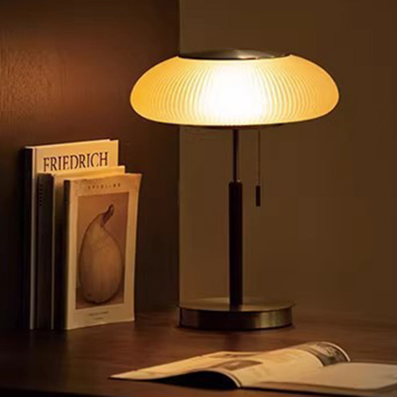 Lampe de Table LED en Verre Métal Rond de Luxe Traditionnel pour Chambre 