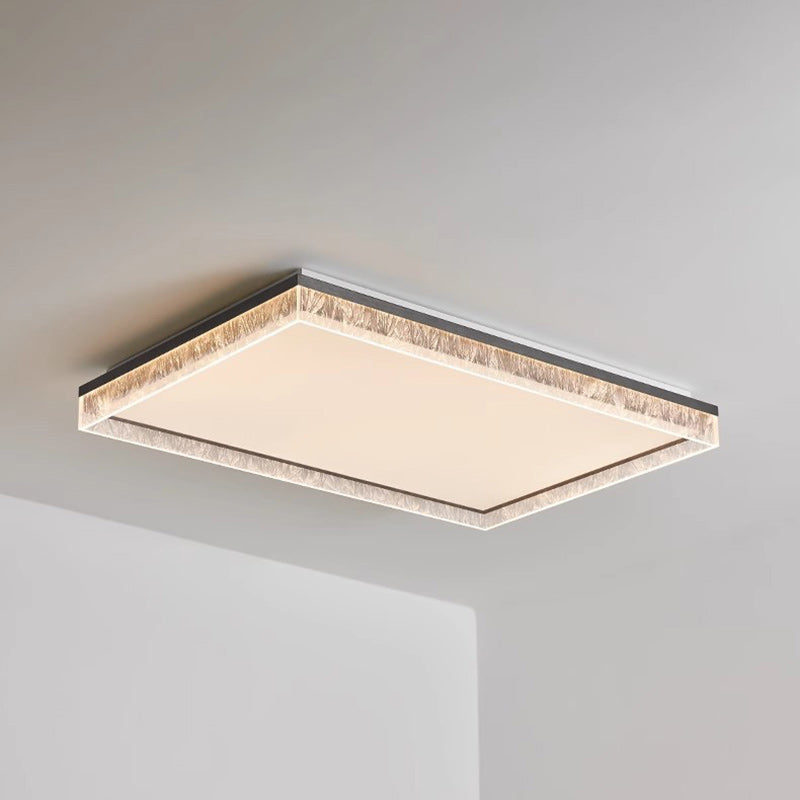 Plafonnier rectangulaire contemporain en fer, aluminium et acrylique à LED pour salon 