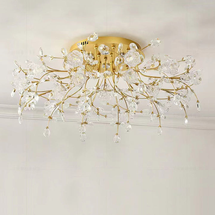 Bouquet Éclectique Moderne Fer Verre 7/13/16/19 Lumière Semi-Encastrée Plafonnier Pour Salon 