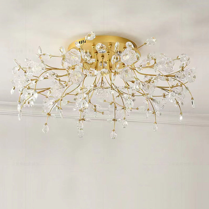 Modern Eclectic Bouquet Iron Glass 7/13/16/19 Light Semi-Flush Mount Ceiling For Living Room
