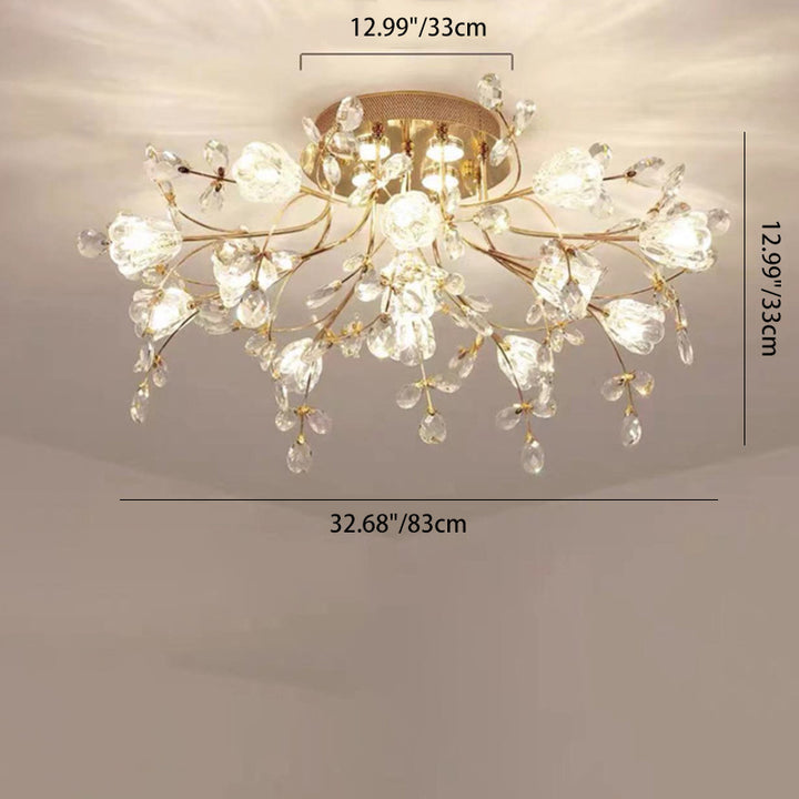 Bouquet Éclectique Moderne Fer Verre 7/13/16/19 Lumière Semi-Encastrée Plafonnier Pour Salon 