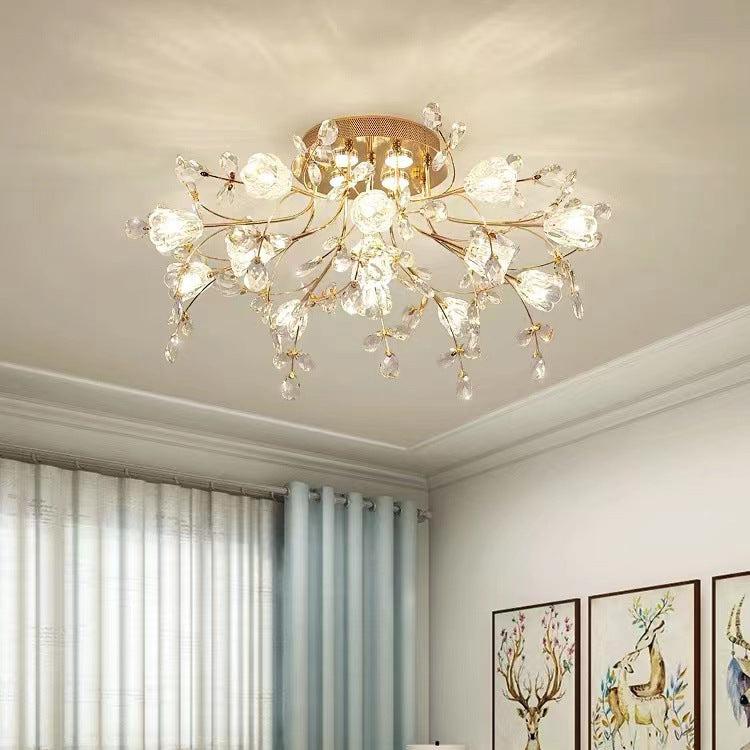 Modern Eclectic Bouquet Iron Glass 7/13/16/19 Light Semi-Flush Mount Ceiling For Living Room