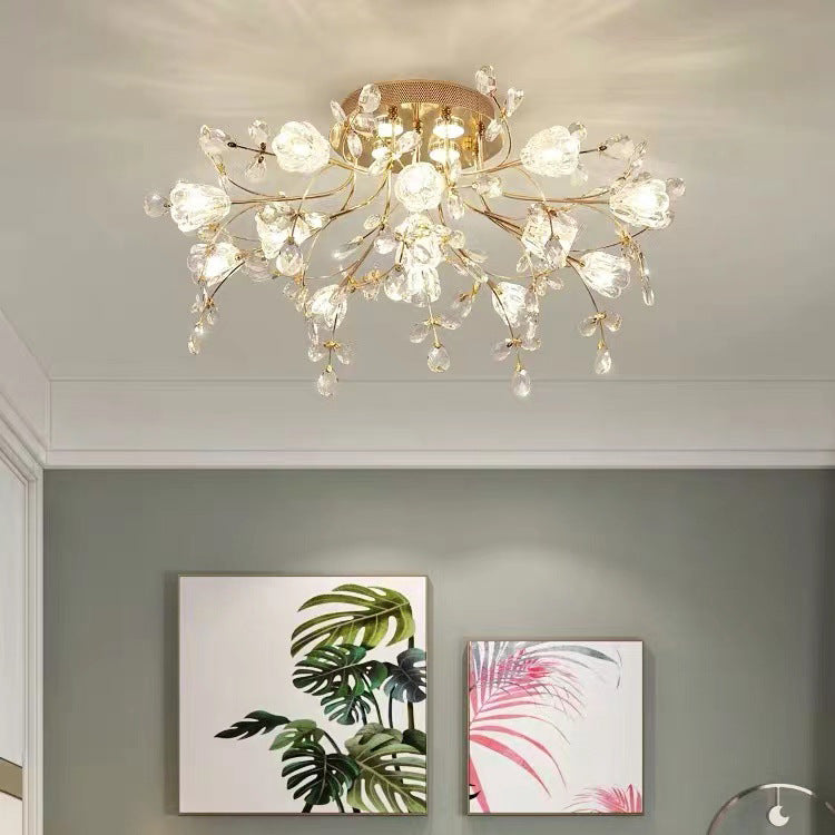 Modern Eclectic Bouquet Iron Glass 7/13/16/19 Light Semi-Flush Mount Ceiling For Living Room