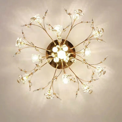 Modern Eclectic Bouquet Iron Glass 7/13/16/19 Light Semi-Flush Mount Ceiling For Living Room