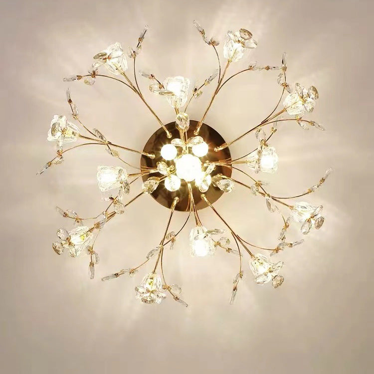 Modern Eclectic Bouquet Iron Glass 7/13/16/19 Light Semi-Flush Mount Ceiling For Living Room