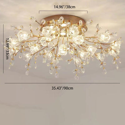 Modern Eclectic Bouquet Iron Glass 7/13/16/19 Light Semi-Flush Mount Ceiling For Living Room