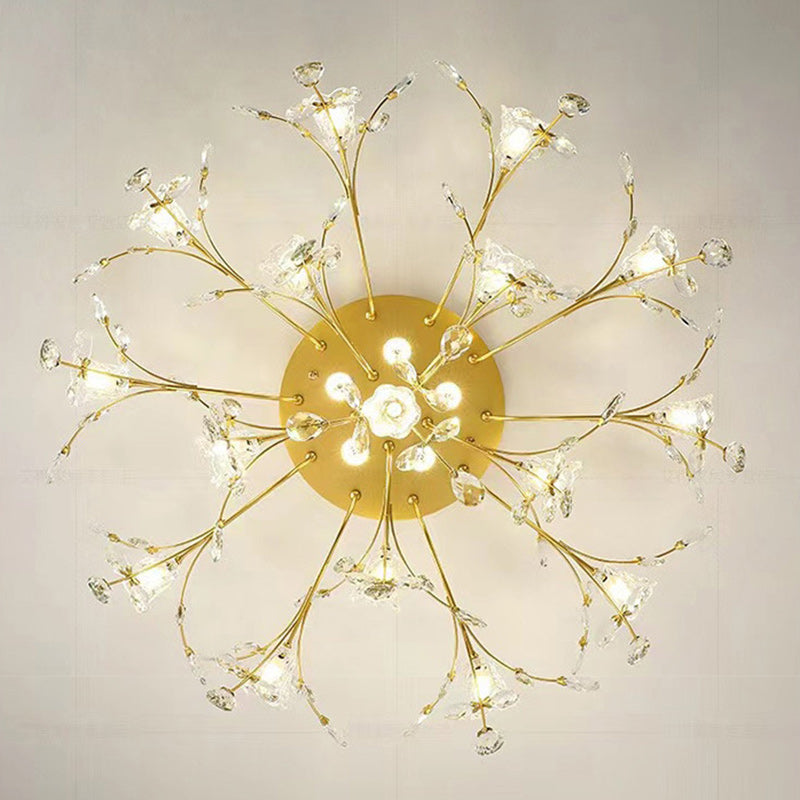 Modern Eclectic Bouquet Iron Glass 7/13/16/19 Light Semi-Flush Mount Ceiling For Living Room