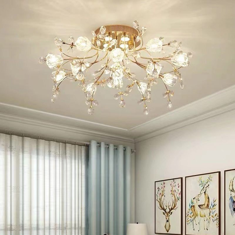 Modern Eclectic Bouquet Iron Glass 7/13/16/19 Light Semi-Flush Mount Ceiling For Living Room
