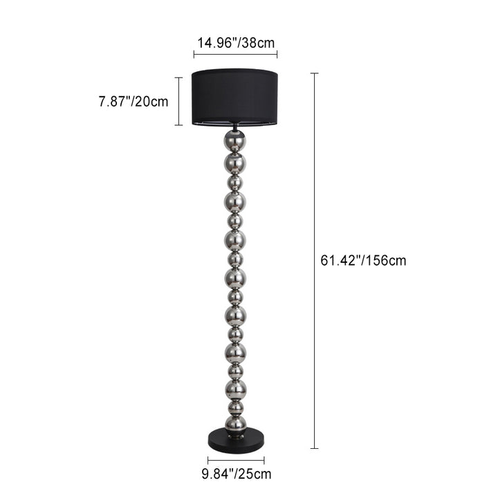 Lámpara de pie de 1 luz de tela de aluminio con hierro cilíndrico francés tradicional para sala de estar 