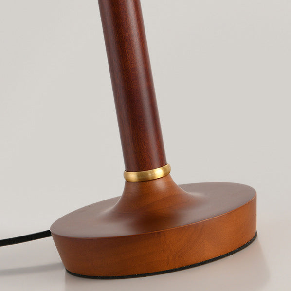 Lampe de table 1 lumière en métal, bois et tissu avec dôme traditionnel français pour chambre 