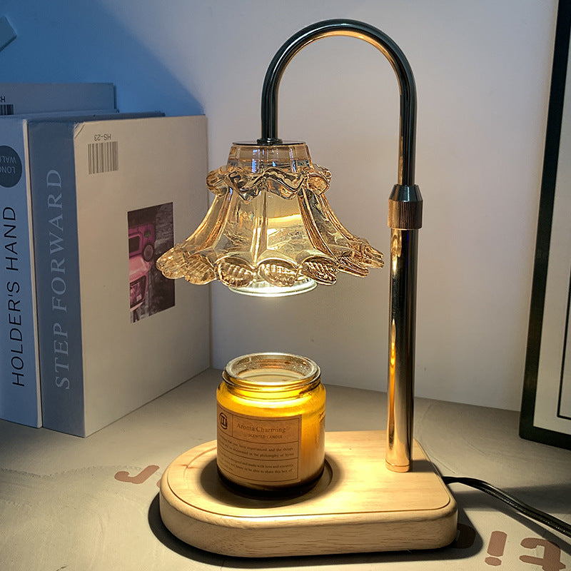 Lampe de Table en Verre et Fer avec Cire Fondante à 1 Lumière pour Chambre à Coucher, Style Luxe Contemporain 