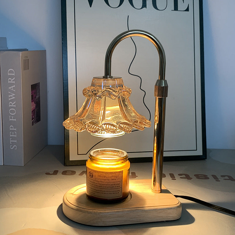 Lampe de Table en Verre et Fer avec Cire Fondante à 1 Lumière pour Chambre à Coucher, Style Luxe Contemporain 