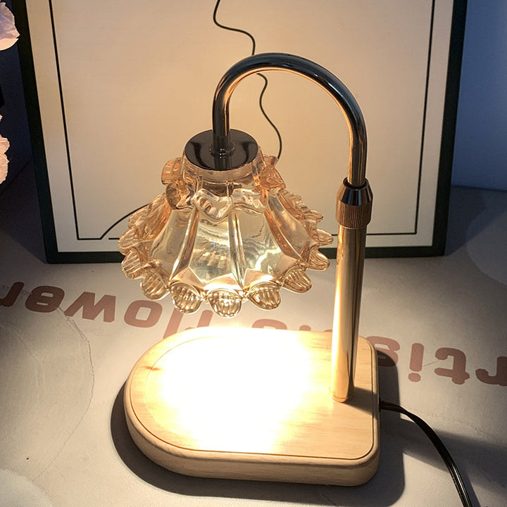Lampe de Table en Verre et Fer avec Cire Fondante à 1 Lumière pour Chambre à Coucher, Style Luxe Contemporain 