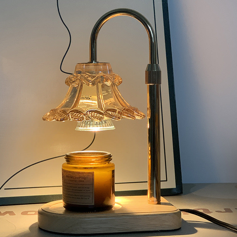 Lampe de Table en Verre et Fer avec Cire Fondante à 1 Lumière pour Chambre à Coucher, Style Luxe Contemporain 