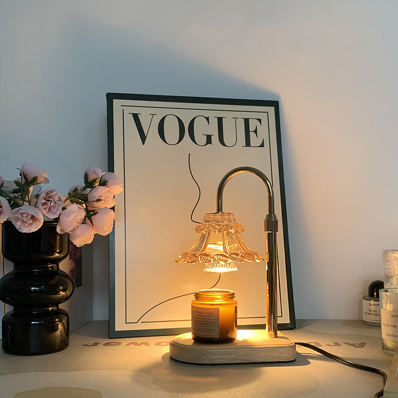 Lampe de Table en Verre et Fer avec Cire Fondante à 1 Lumière pour Chambre à Coucher, Style Luxe Contemporain 