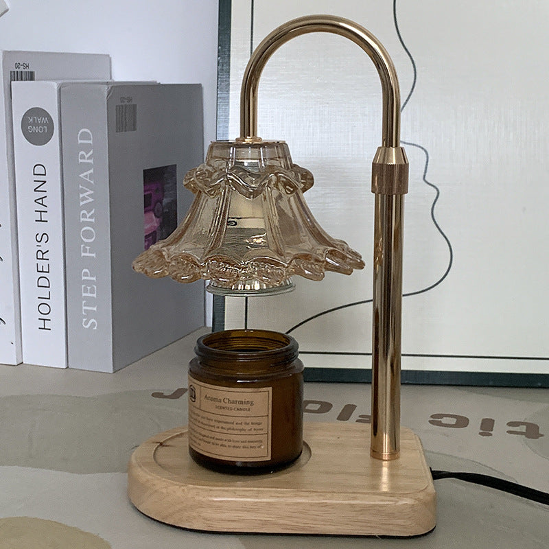 Lampe de Table en Verre et Fer avec Cire Fondante à 1 Lumière pour Chambre à Coucher, Style Luxe Contemporain 