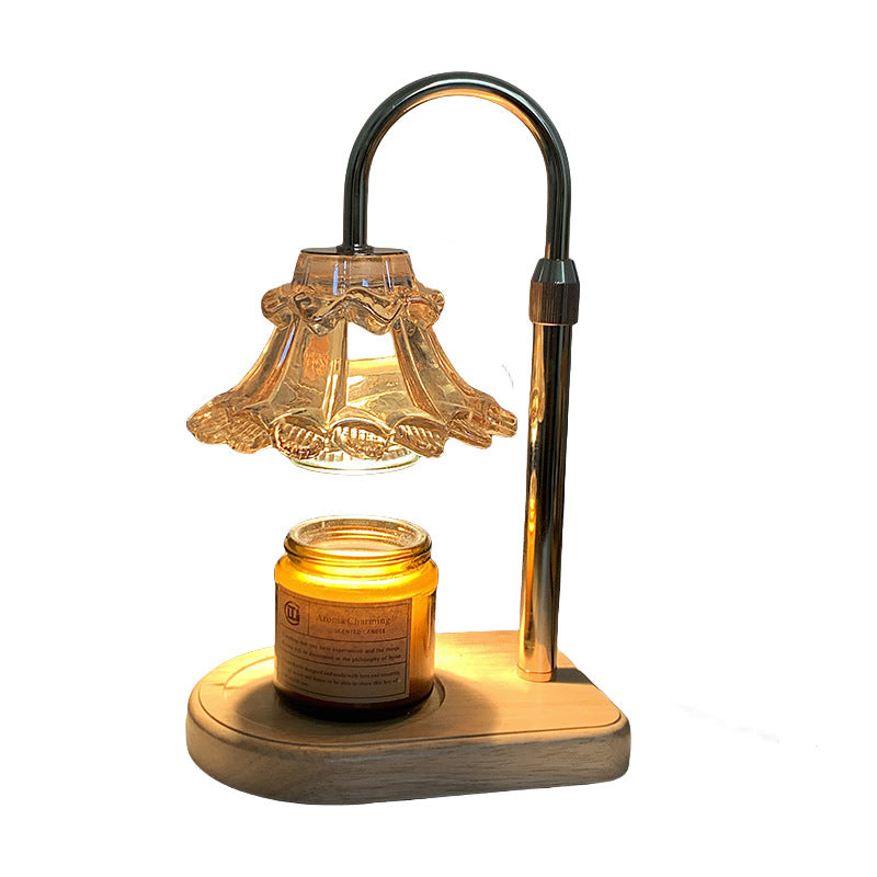 Lampe de Table en Verre et Fer avec Cire Fondante à 1 Lumière pour Chambre à Coucher, Style Luxe Contemporain 