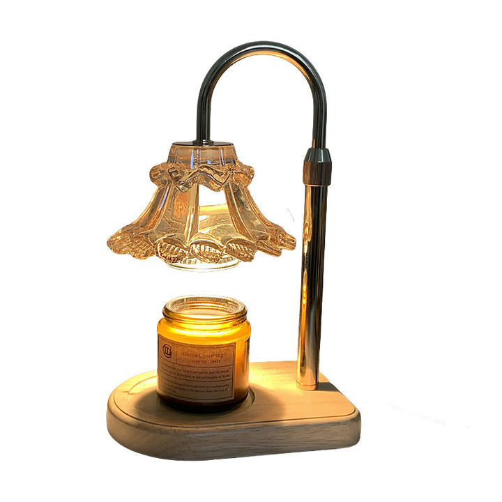 Lampe de Table en Verre et Fer avec Cire Fondante à 1 Lumière pour Chambre à Coucher, Style Luxe Contemporain 