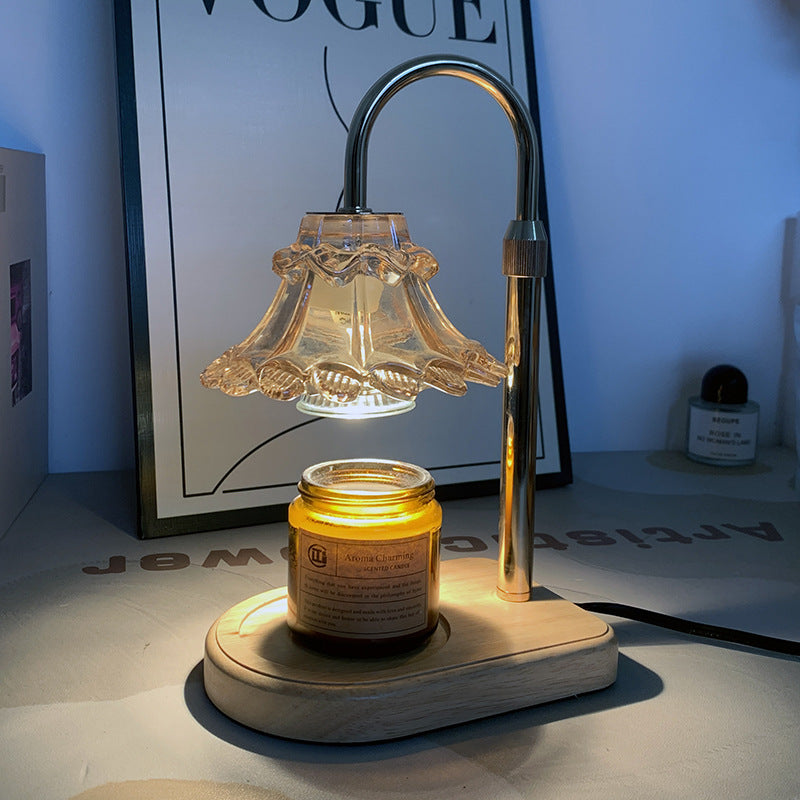 Lampe de Table en Verre et Fer avec Cire Fondante à 1 Lumière pour Chambre à Coucher, Style Luxe Contemporain 