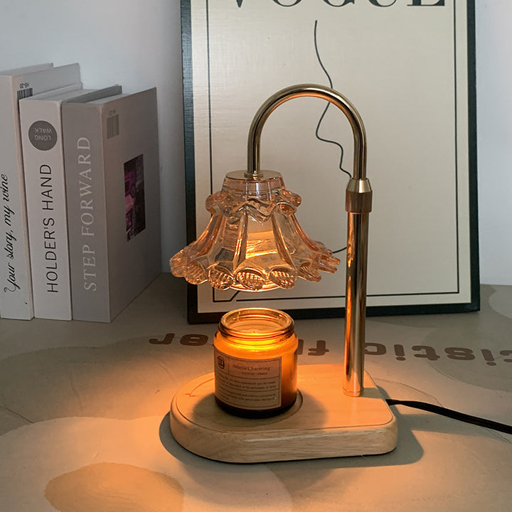Lampe de Table en Verre et Fer avec Cire Fondante à 1 Lumière pour Chambre à Coucher, Style Luxe Contemporain 