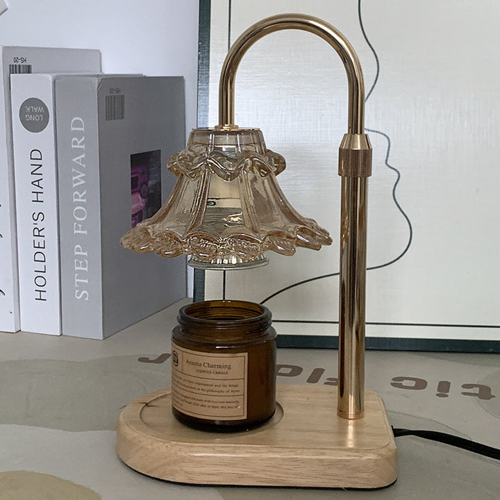 Lampe de Table en Verre et Fer avec Cire Fondante à 1 Lumière pour Chambre à Coucher, Style Luxe Contemporain 