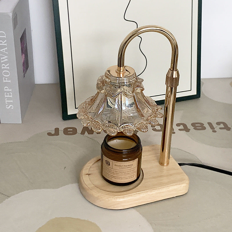 Lampe de Table en Verre et Fer avec Cire Fondante à 1 Lumière pour Chambre à Coucher, Style Luxe Contemporain 