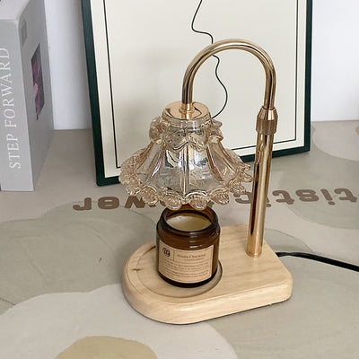 Contemporary Luxury Flower Iron Glass 1-Light Melting Wax Table Lamp For Bedroom