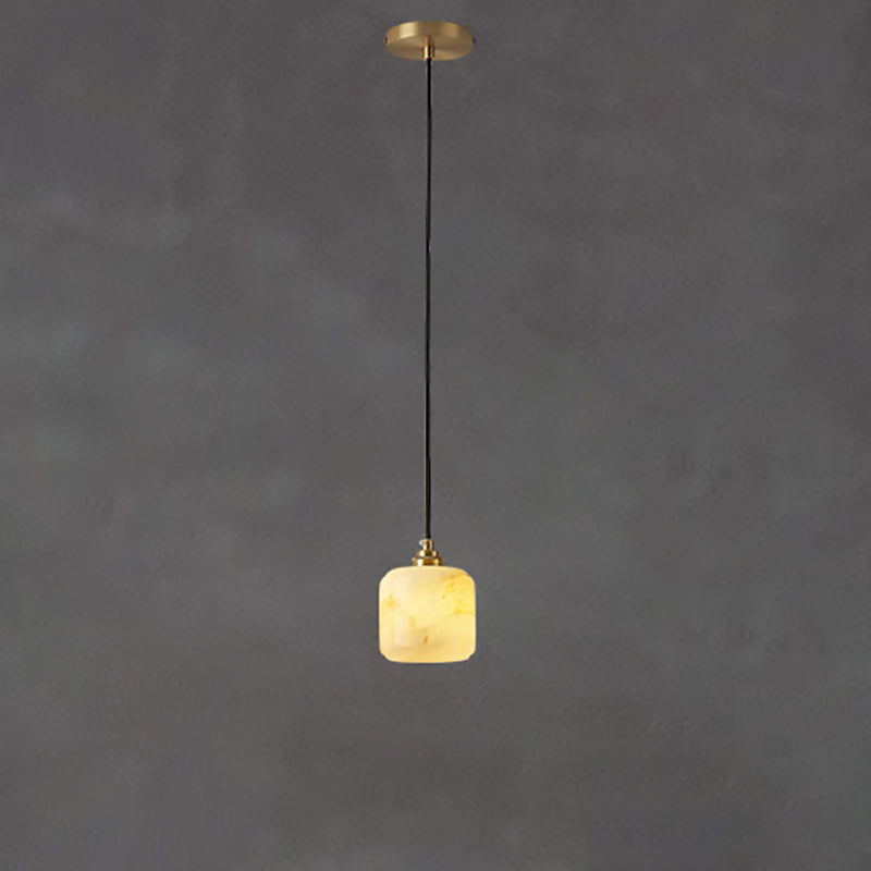 Traditionelle chinesische Kugel aus Kupfer und Jade 1-flammige Pendelleuchte für das Wohnzimmer 