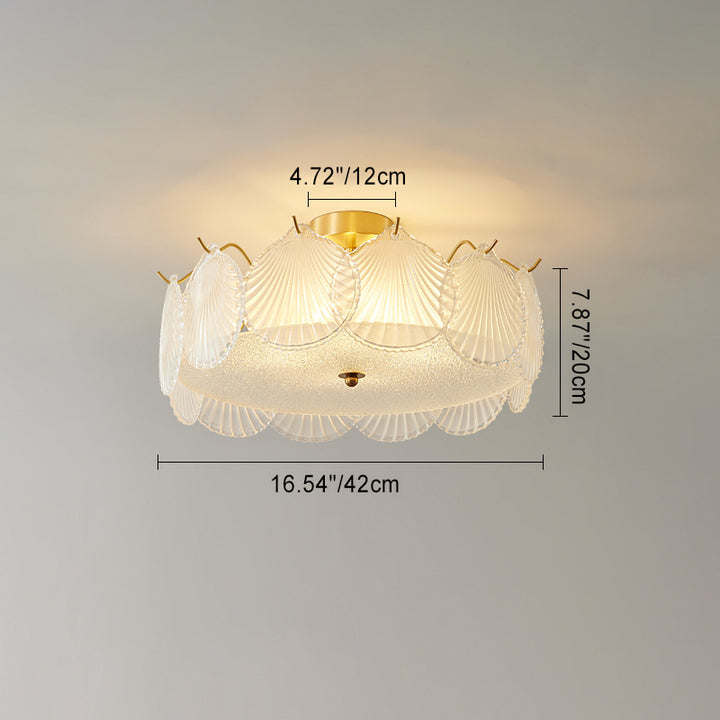 Lámpara de techo semiempotrada de lujo tradicional redonda de cobre con 4/5 luces para dormitorio 