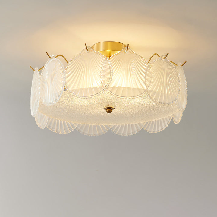 Lámpara de techo semiempotrada de lujo tradicional redonda de cobre con 4/5 luces para dormitorio 