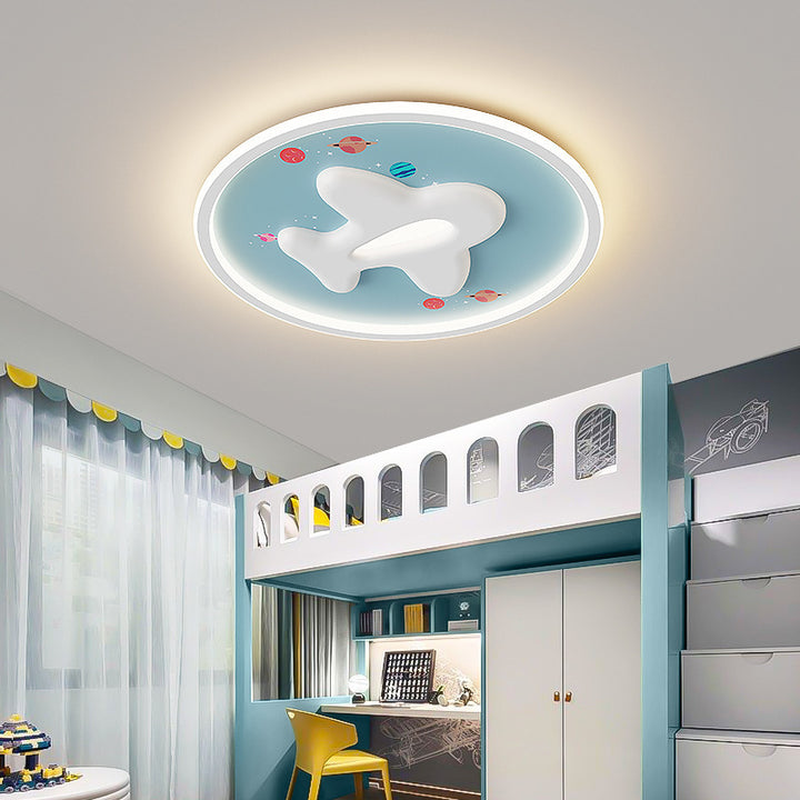 Luz de techo LED empotrada de avión de dibujos animados moderno y ecléctico para niños de hierro y aluminio para dormitorio 