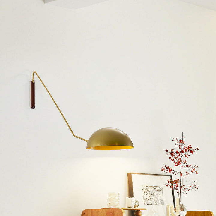 Lámpara de pared de 1 luz de hierro del hemisferio industrial contemporáneo para dormitorio 
