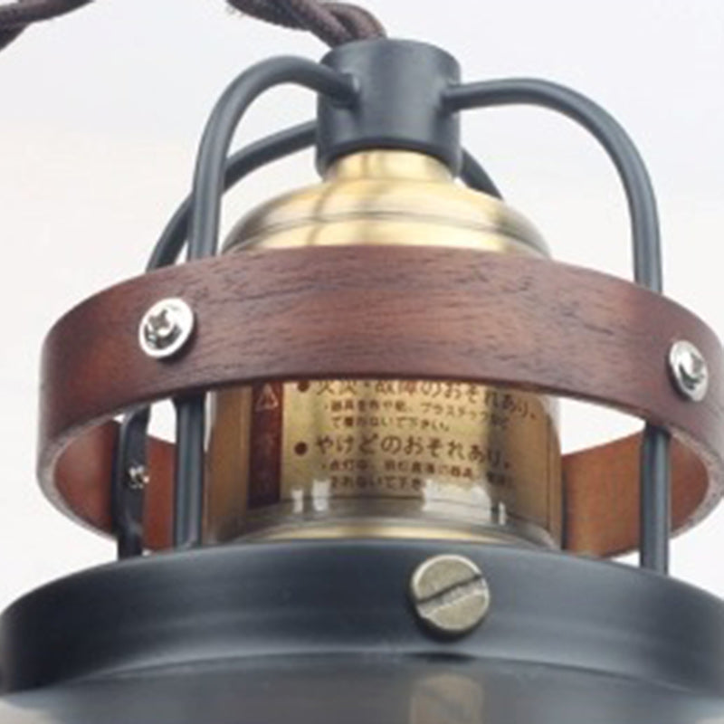 Traditional Japanese Cone Iron Solid Wood 1-Light Pendant Light For Bedroom
