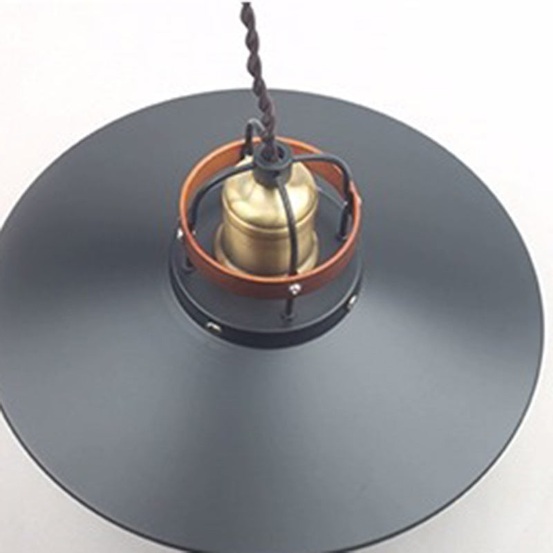 Traditional Japanese Cone Iron Solid Wood 1-Light Pendant Light For Bedroom