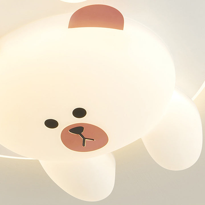 Contemporary Creative Kids Cartoon Bear Iron Acrylic LED Flush Mount Ceiling Light For Bedroom
