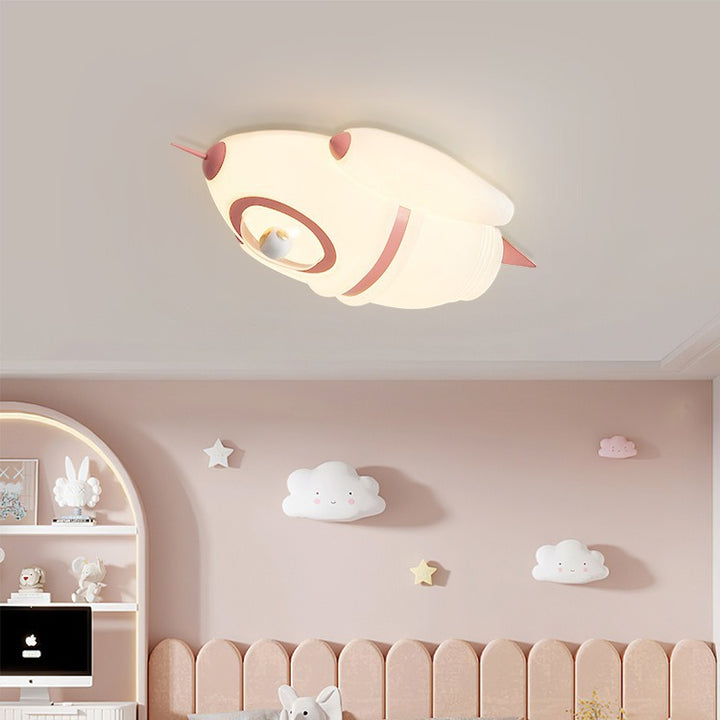 Luz de techo empotrada LED de acrílico con cohete de hierro creativo contemporáneo para niños para dormitorio 
