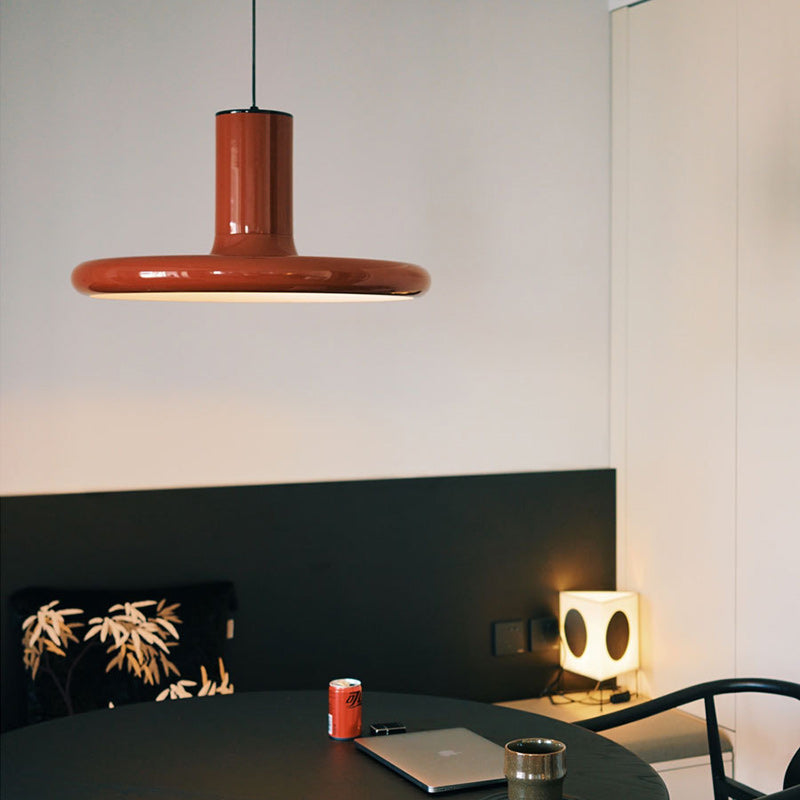 Lámpara Colgante de 1 Luz de Aluminio y Hierro Estilo Vintage Tradicional en Forma de Platillo Volador para Sala de Estar 