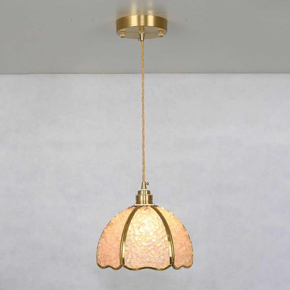Dôme de Luxe Contemporain en Cristal Cuivre Suspension 1 Lumière Pour Salon 