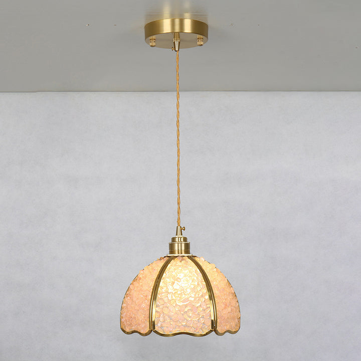 Dôme de Luxe Contemporain en Cristal Cuivre Suspension 1 Lumière Pour Salon 