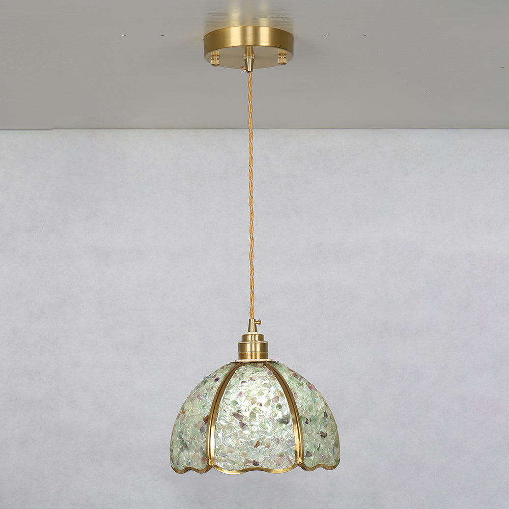 Dôme de Luxe Contemporain en Cristal Cuivre Suspension 1 Lumière Pour Salon 
